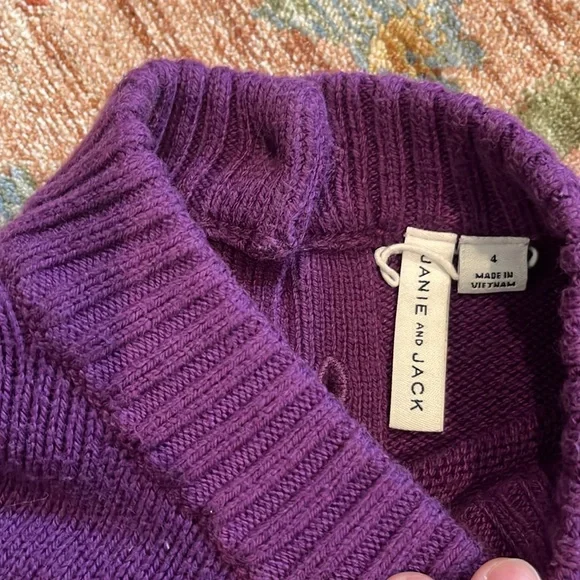 Janie and Jack Purple Ruffle Sleeve Sweater - Picture 3 of 3